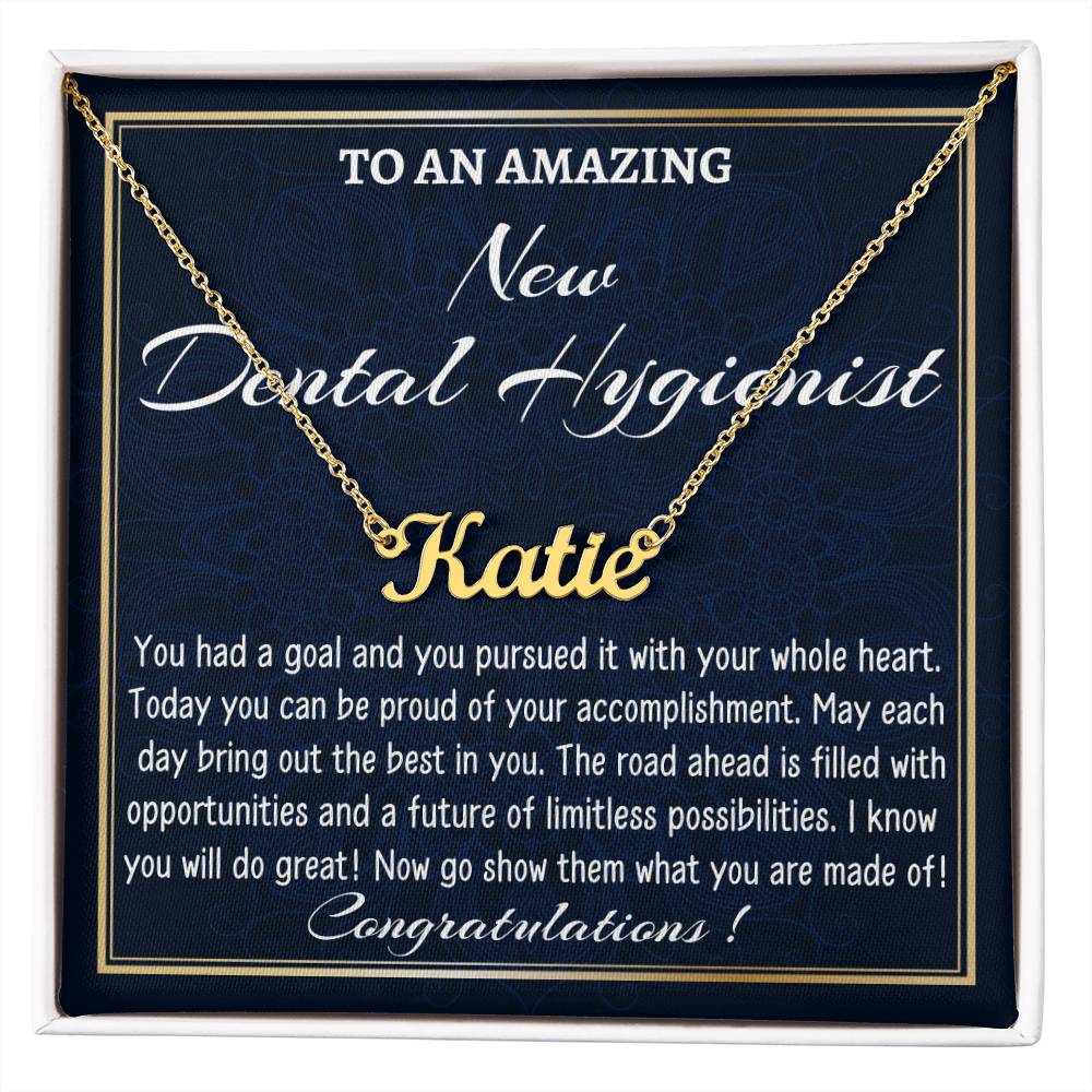 Custom Name Necklace for a New Dental Hygienist, New Job Gift, Dental School Graduation Gift, New Hygienist Appreciation Gift