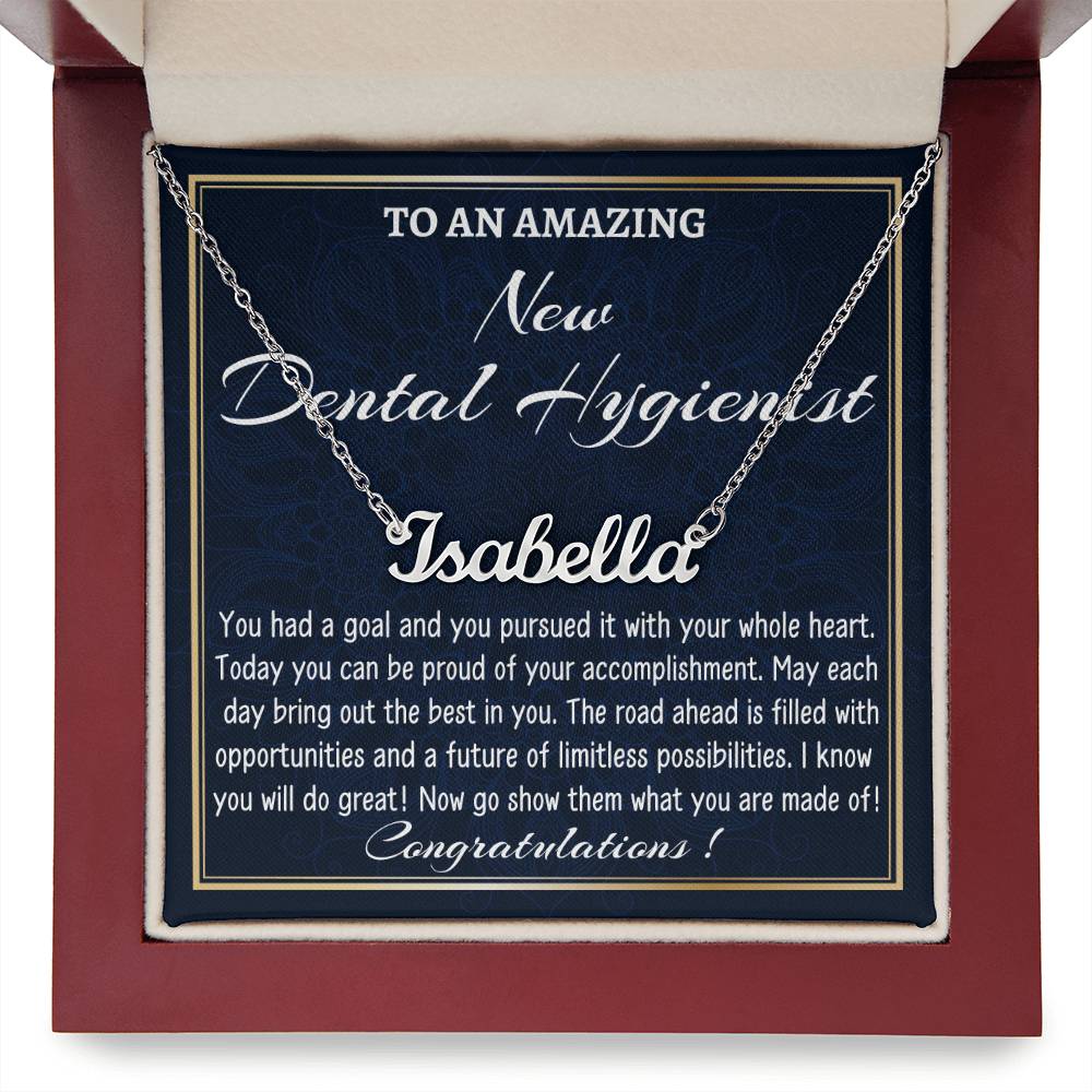Custom Name Necklace for a New Dental Hygienist, New Job Gift, Dental School Graduation Gift, New Hygienist Appreciation Gift