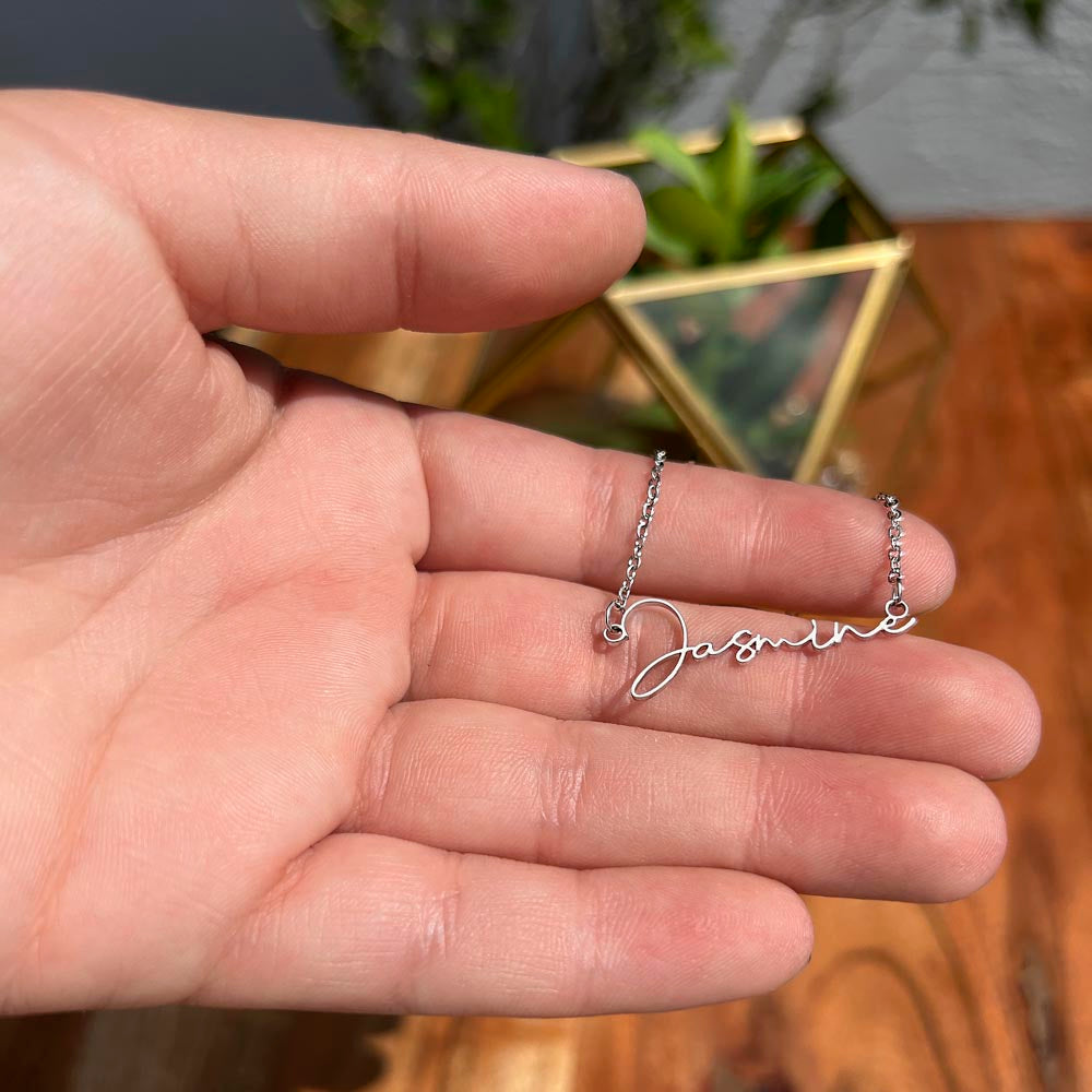 To My Junior Bridesmaid Signature Name Necklace, Personalized Bridesmaid Gift, Wedding Anniversary Gift, Custom Name Flower Girl Gift, Gift For Her, Appreciation Gift.