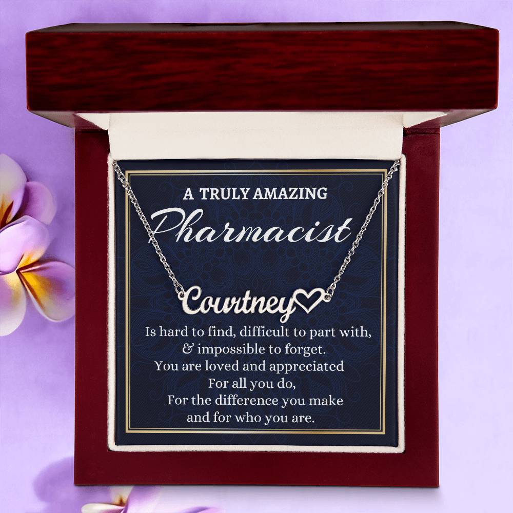 Personalized Pharmacist Necklace, Difference Maker Heart Necklace Gift, Custom Name Necklace, Gift for a Pharmacist, Appreciation Gift.