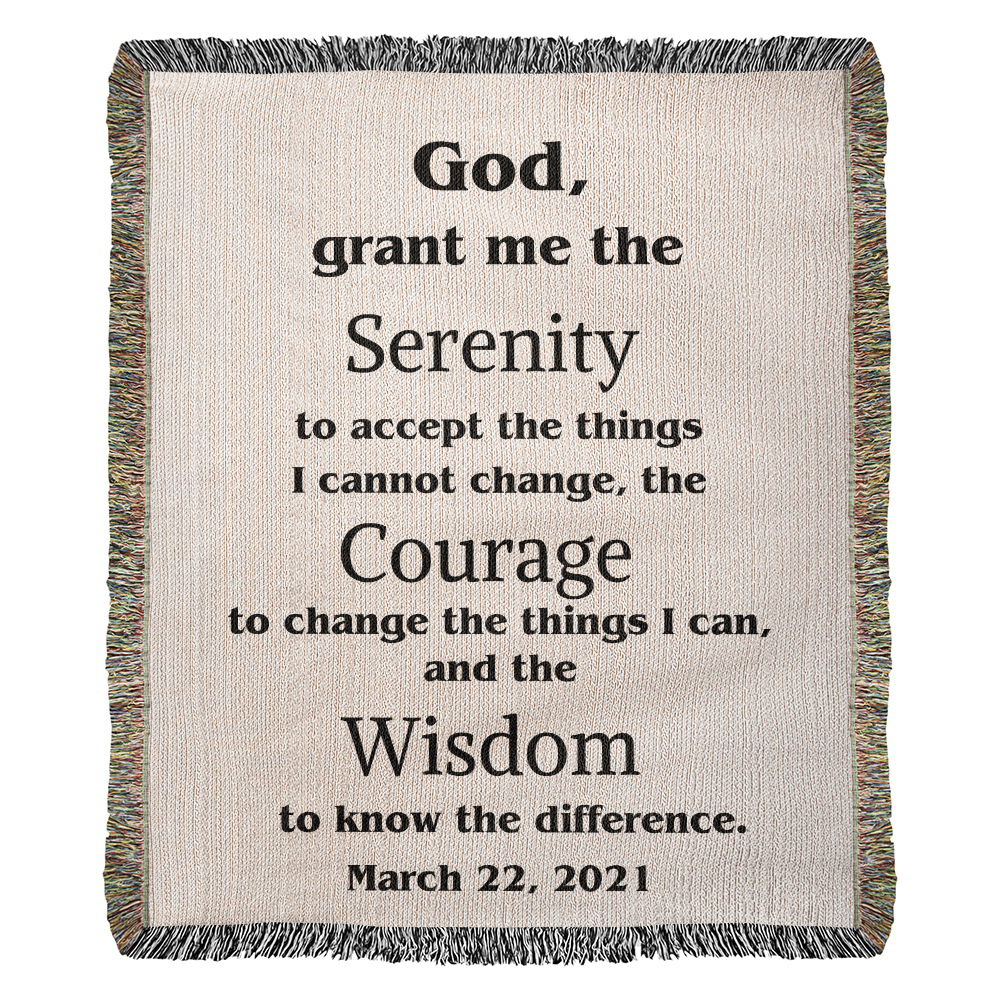 Serenity Prayer Woven Blanket, Custom Name Blanket, Cotton Throw, Personalized Woven Blanket