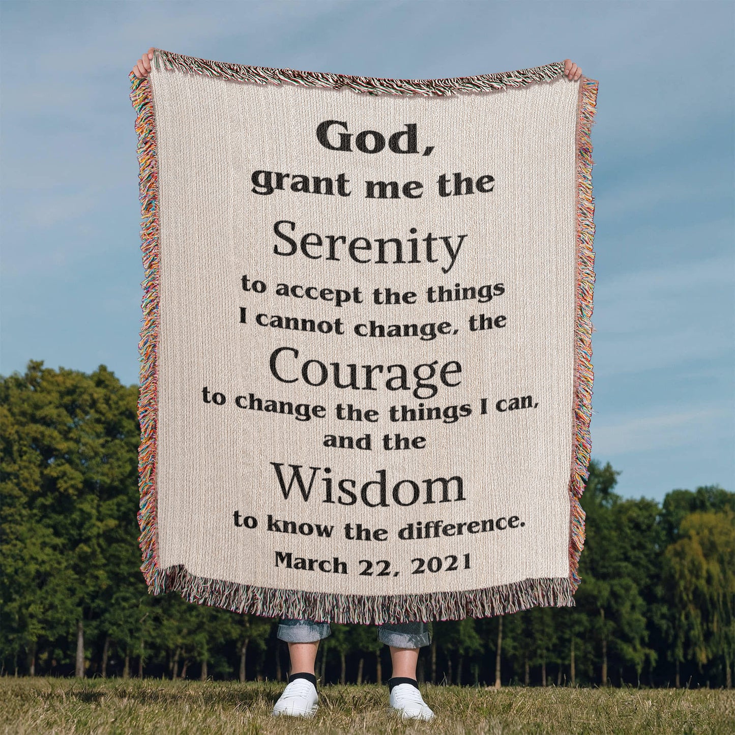 Serenity Prayer Woven Blanket, Custom Name Blanket, Cotton Throw, Personalized Woven Blanket