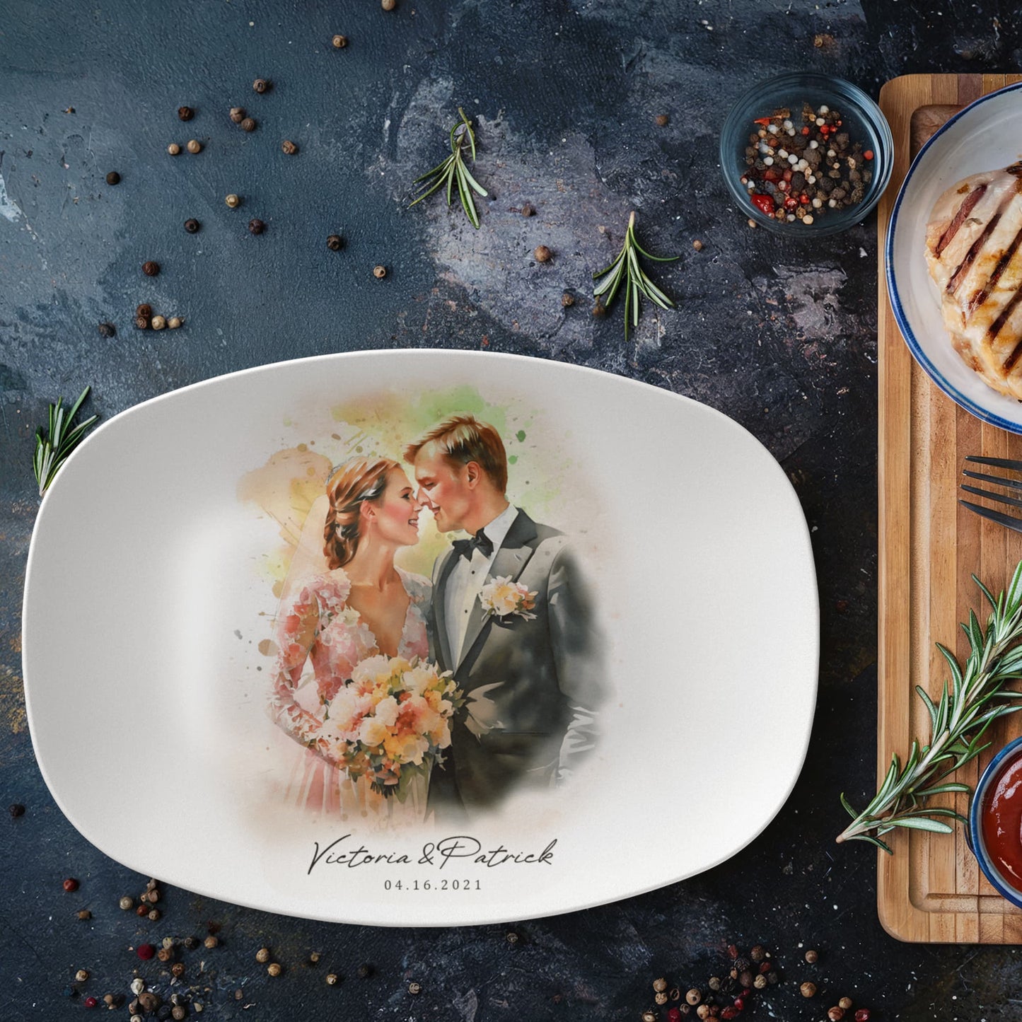 Personalized Couples Photo Ceramic Plate