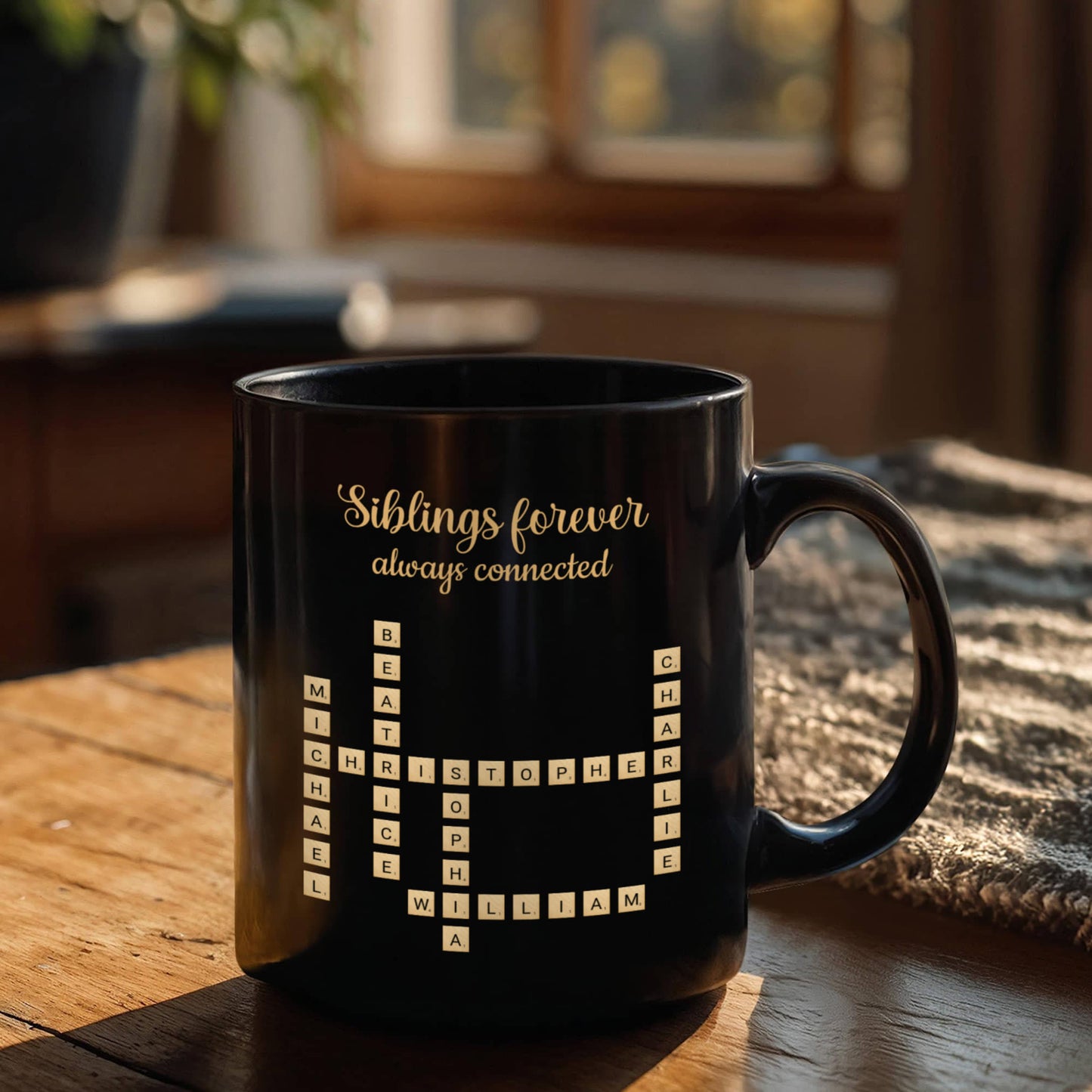 Siblings forever Crossword Personalized Mug