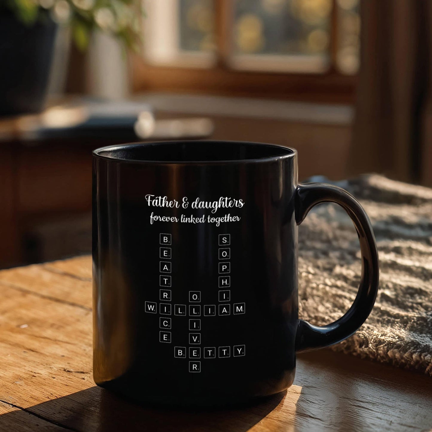 Father & Daughters Crossword Personalized Mug