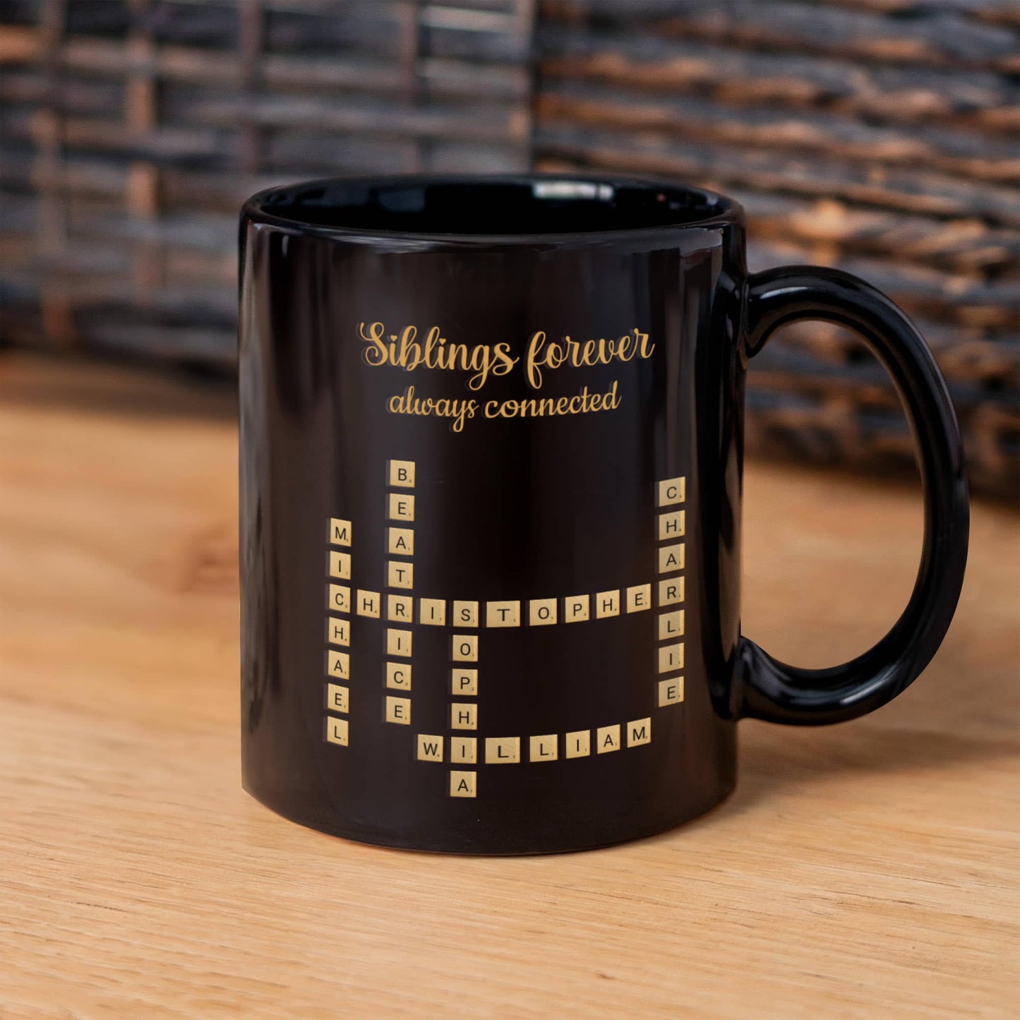 Siblings forever Crossword Personalized Mug