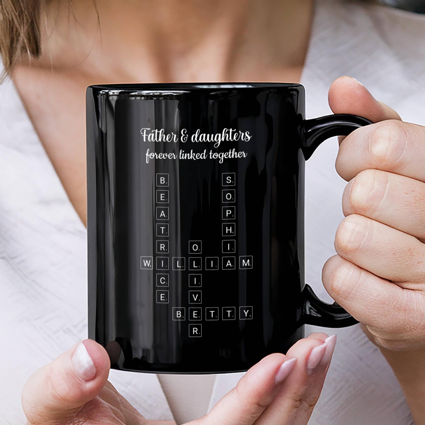 Father & Daughters Crossword Personalized Mug
