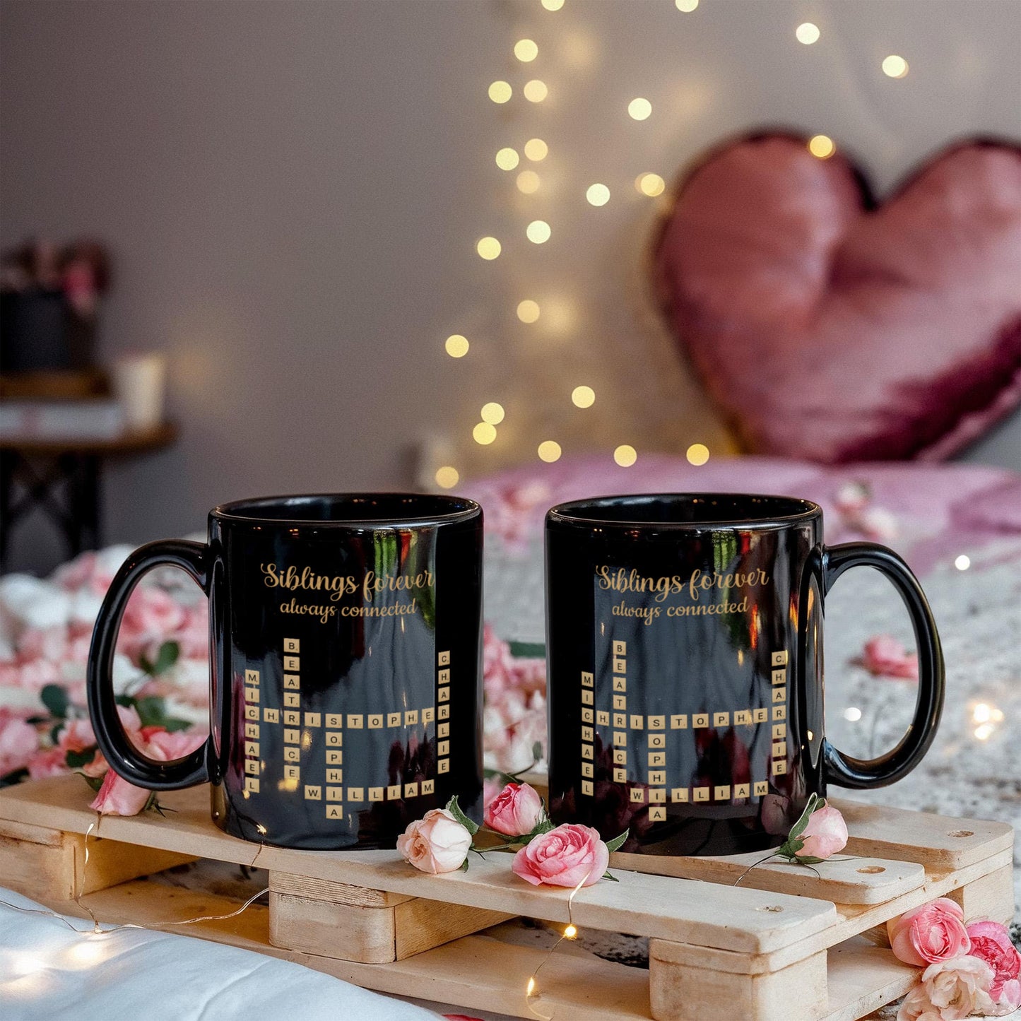 Siblings forever Crossword Personalized Mug