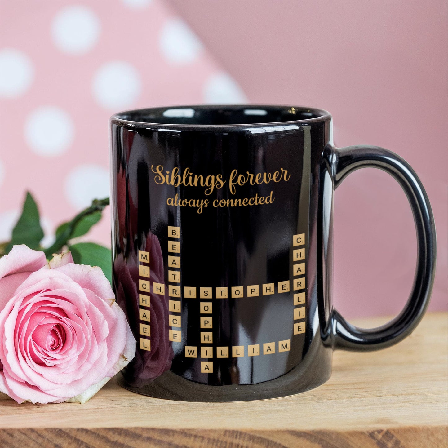 Siblings forever Crossword Personalized Mug