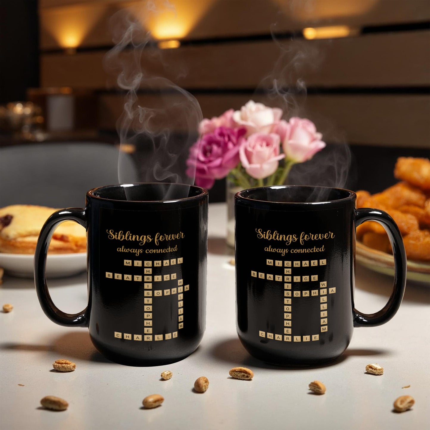 Siblings forever Crossword Personalized Mug