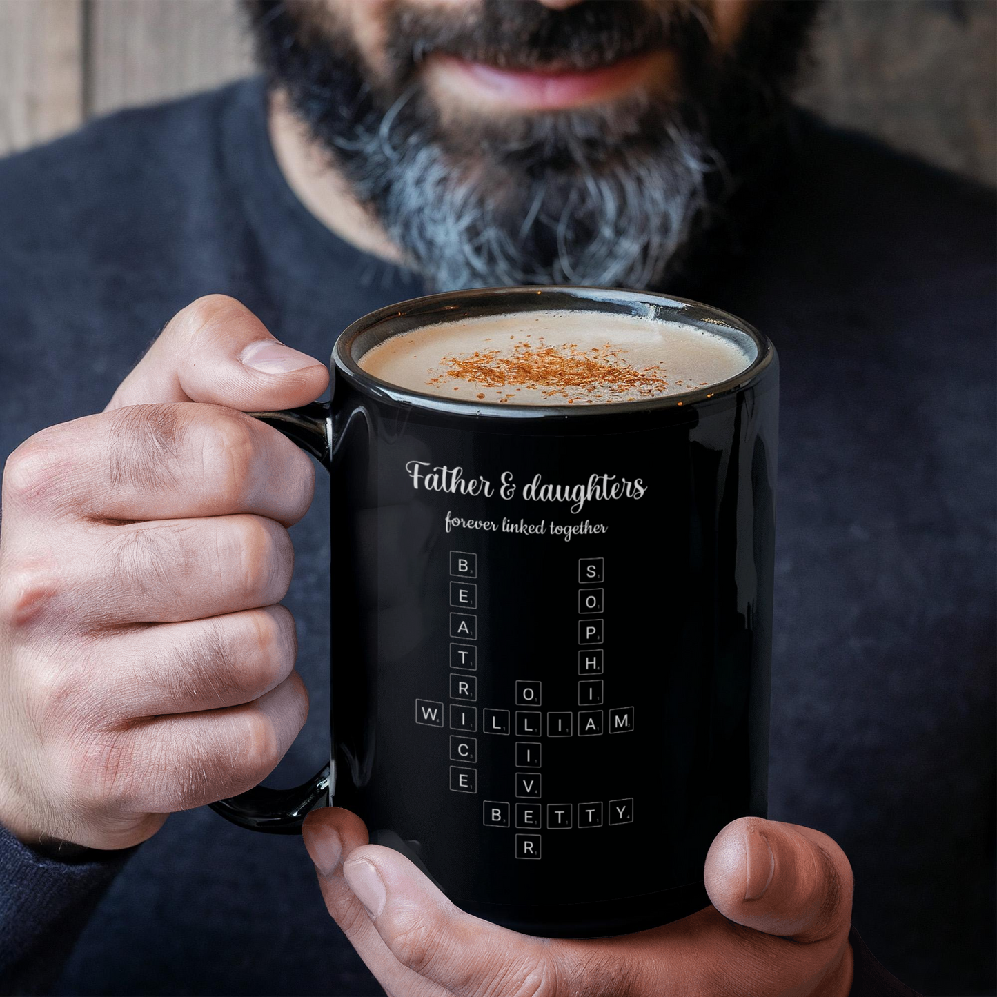 Father & Daughters Crossword Personalized Mug
