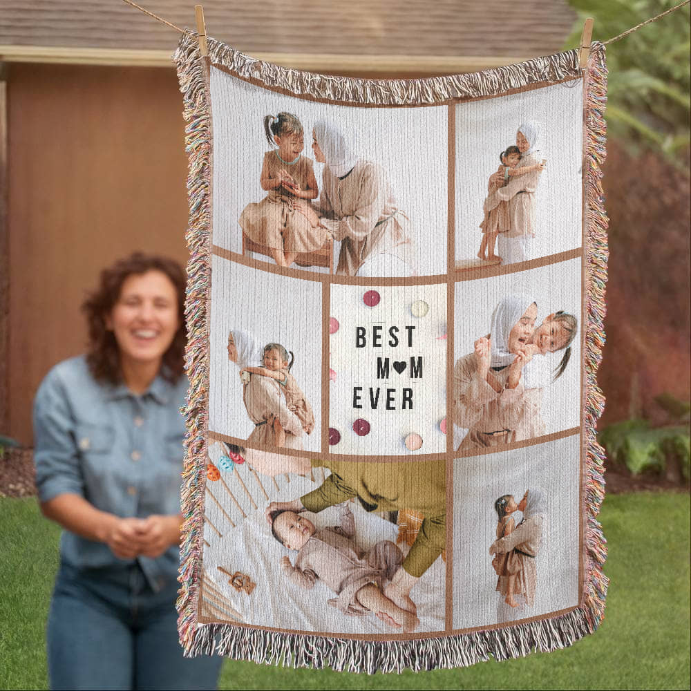 Personalized Mother Blankets, Best Mom Ever, Custom Photo Blanket, Unique Gift Ideas for Mothers Day Birthday and Anniversary, Family Gift