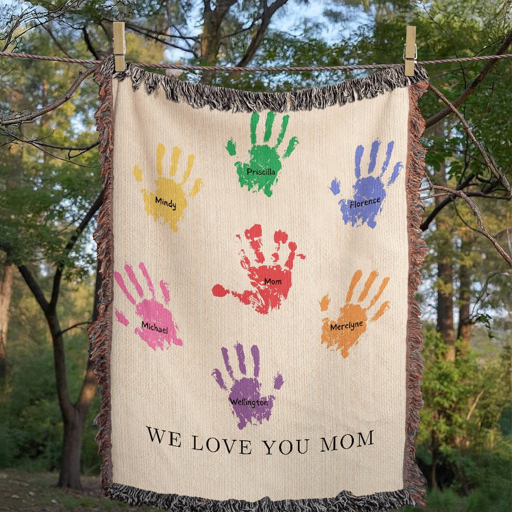 Christmas Blanket Mom Blanket Gift For Mom From Kids First Mother's Day Gift We Love You Mom Personalized Blanket from Kids We Love You