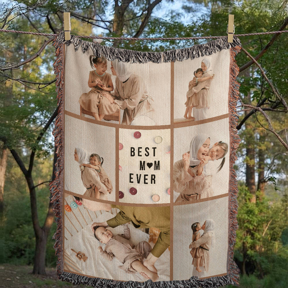Personalized Mother Blankets, Best Mom Ever, Custom Photo Blanket, Unique Gift Ideas for Mothers Day Birthday and Anniversary, Family Gift
