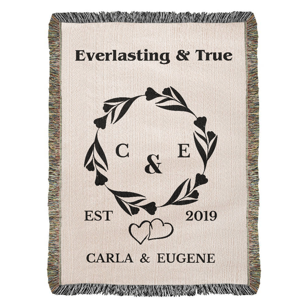 Personalized Woven Blanket, Custom Soft Blanket Anniversary Gift, Woven Throw Blanket, Wedding Throw Tapestry, Initials & Date Wedding Gift