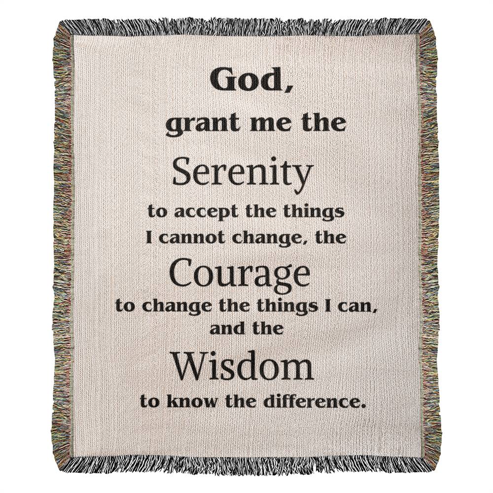 Serenity Prayer Woven Blanket, Serenity Prayer Cotton Throw, Housewarming Woven Blanket, Gift For Mom