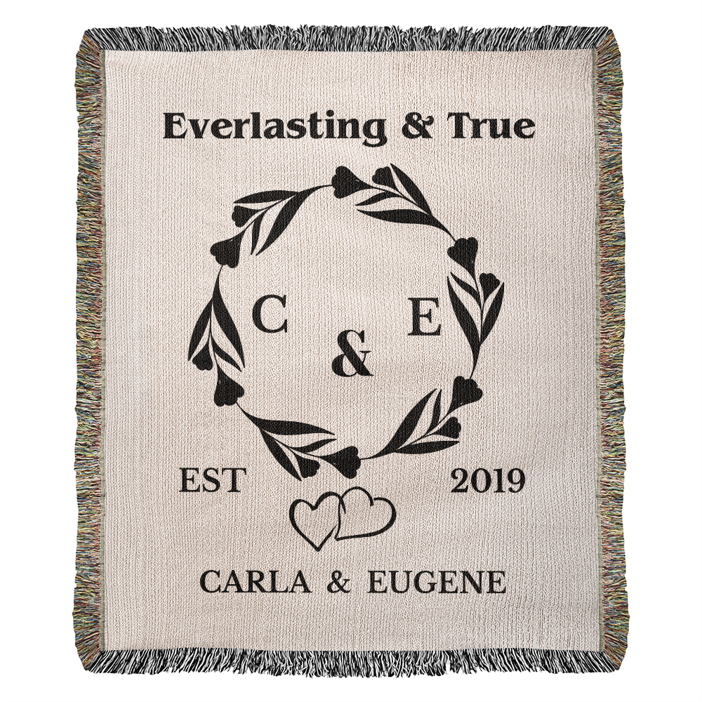 Personalized Woven Blanket, Custom Soft Blanket Anniversary Gift, Woven Throw Blanket, Wedding Throw Tapestry, Initials & Date Wedding Gift