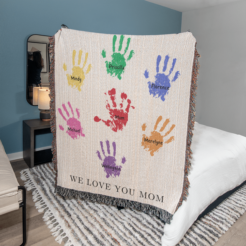 Christmas Blanket Mom Blanket Gift For Mom From Kids First Mother's Day Gift We Love You Mom Personalized Blanket from Kids We Love You