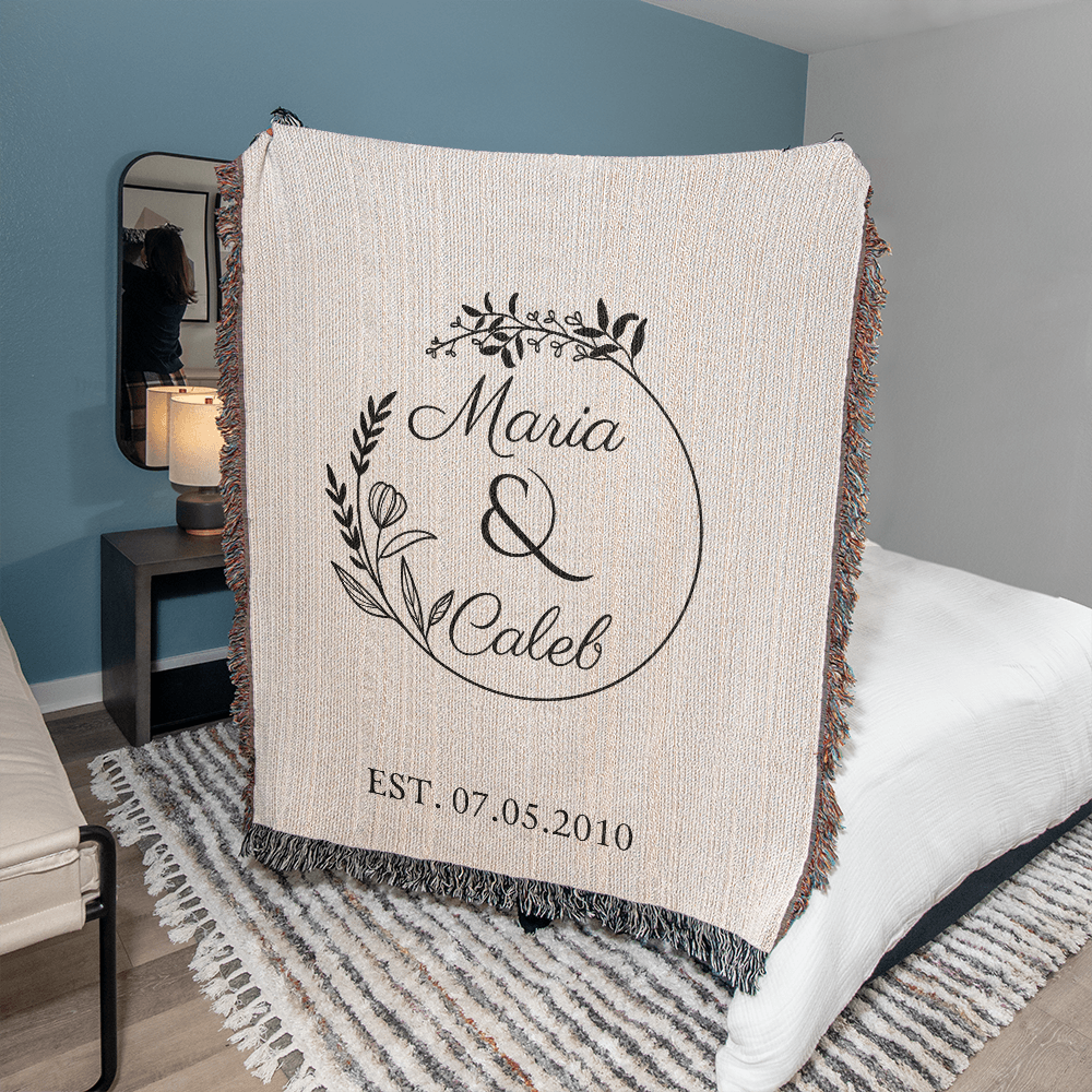 Custom Bride and Groom Gift, Personalized Last Name Gift Blanket, Wedding Monogram Couple Keepsake Blanket, Anniversary His and Hers Gift