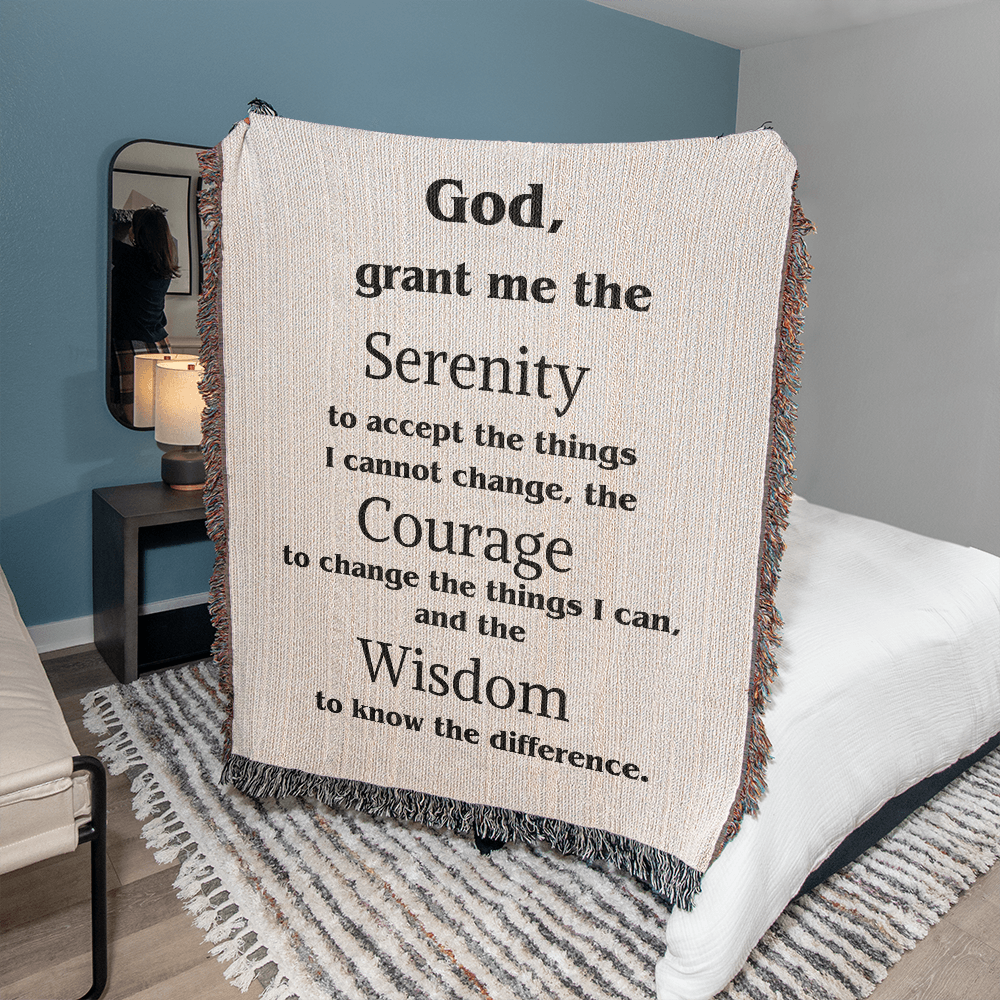 Serenity Prayer Woven Blanket, Serenity Prayer Cotton Throw, Housewarming Woven Blanket, Gift For Mom