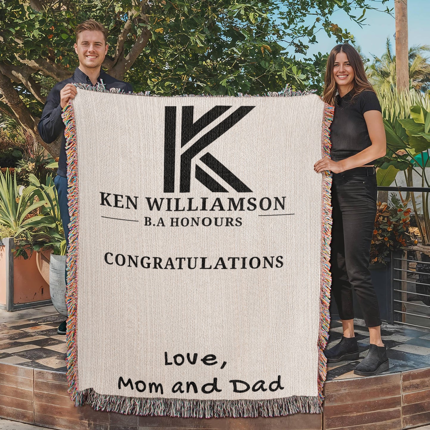 BA Honors Graduation Blanket, Gift from Mom, Dad, College Grad Gift, University Keepsake, Graduation Throw