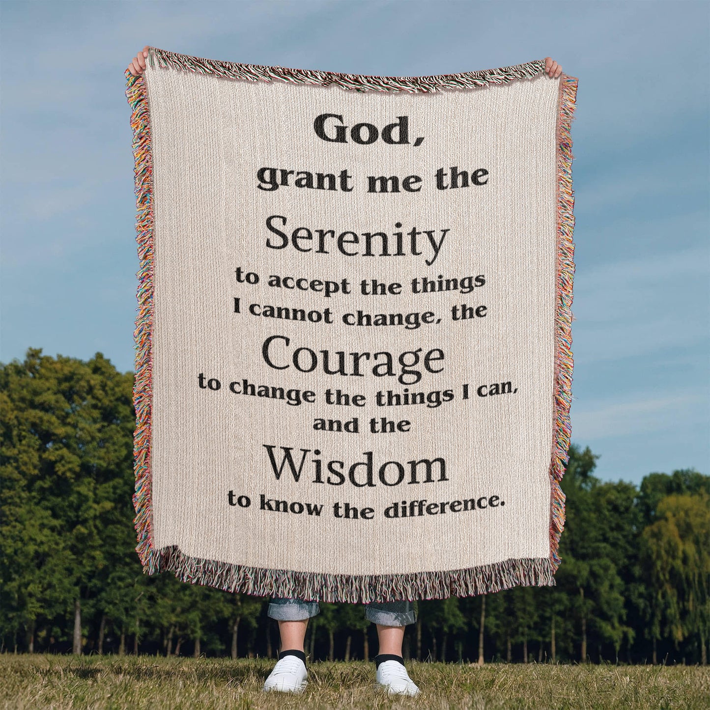 Serenity Prayer Woven Blanket, Serenity Prayer Cotton Throw, Housewarming Woven Blanket, Gift For Mom