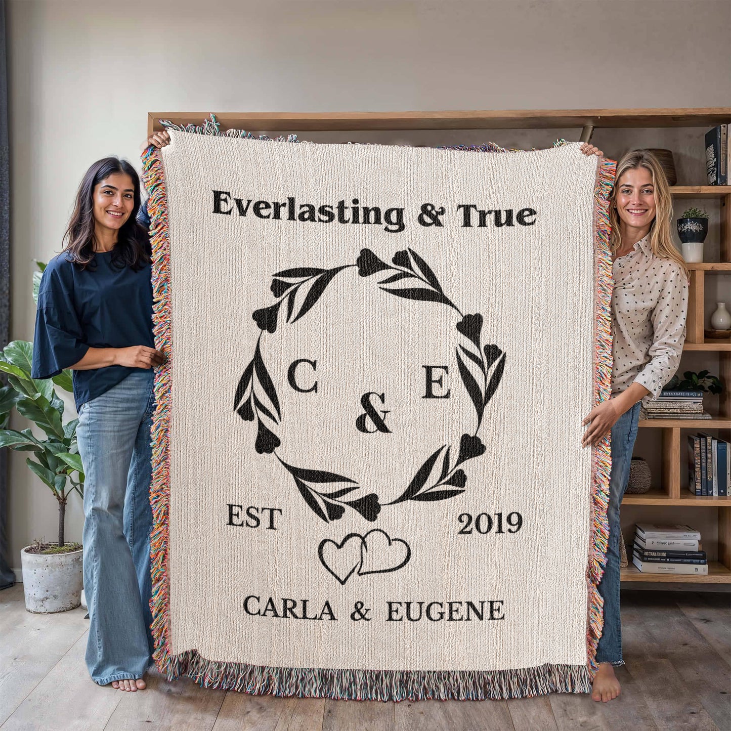 Personalized Woven Blanket, Custom Soft Blanket Anniversary Gift, Woven Throw Blanket, Wedding Throw Tapestry, Initials & Date Wedding Gift