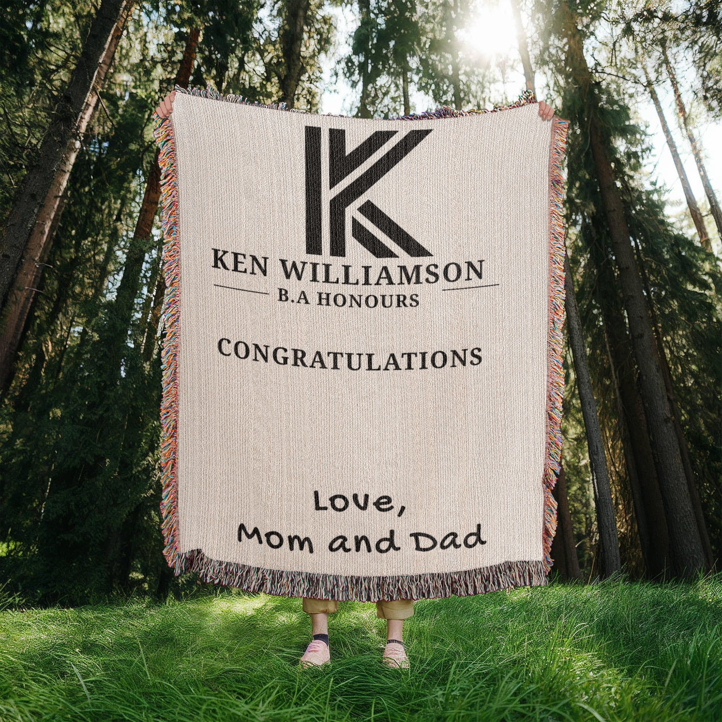 BA Honors Graduation Blanket, Gift from Mom, Dad, College Grad Gift, University Keepsake, Graduation Throw