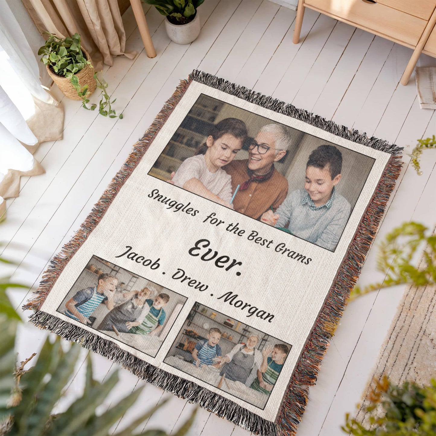 Grandma Custom Blanket, Personalized Grandkids Photo Blanket, Picture Collage Woven Throw, Mother's Day Gift, Mom Birthday, Family Photo Blanket