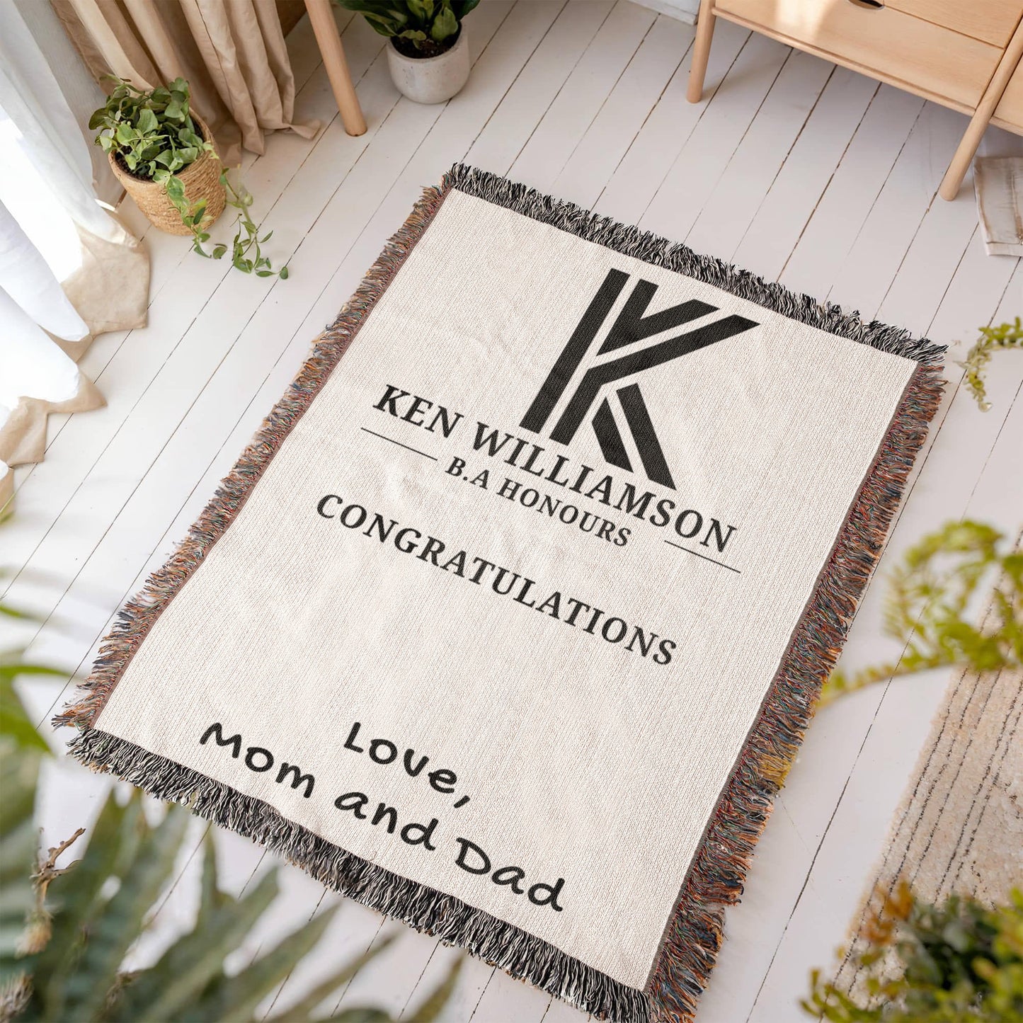 BA Honors Graduation Blanket, Gift from Mom, Dad, College Grad Gift, University Keepsake, Graduation Throw