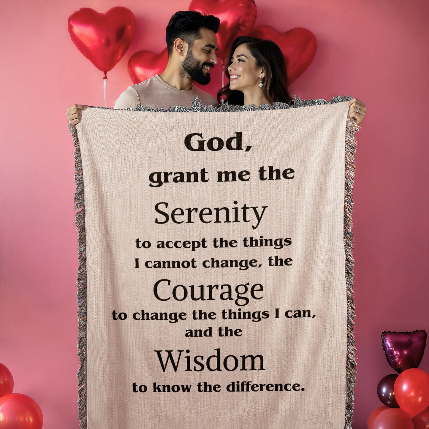 Serenity Prayer Woven Blanket, Serenity Prayer Cotton Throw, Housewarming Woven Blanket, Gift For Mom