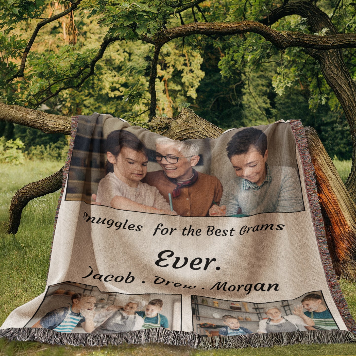 Grandma Custom Blanket, Personalized Grandkids Photo Blanket, Picture Collage Woven Throw, Mother's Day Gift, Mom Birthday, Family Photo Blanket