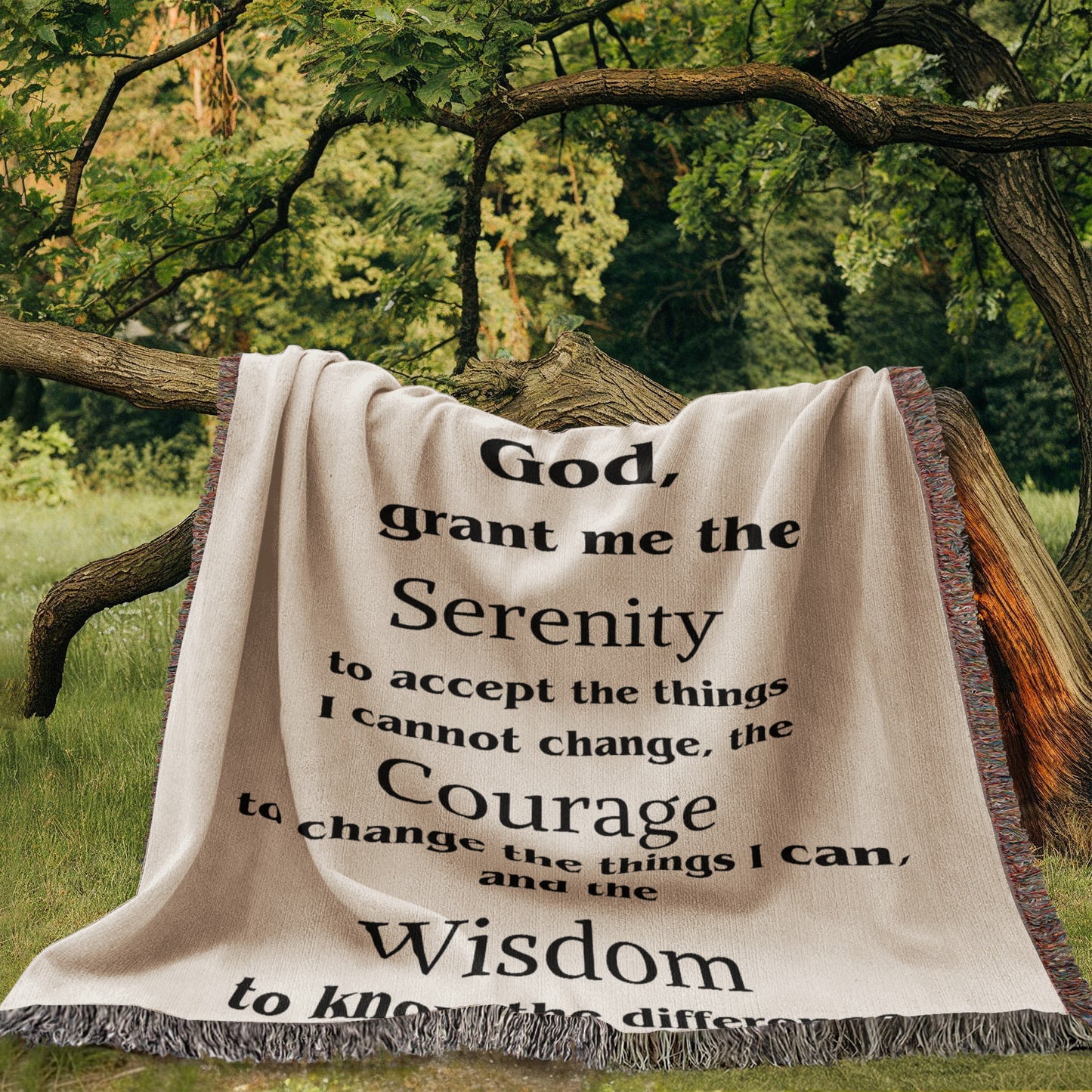 Serenity Prayer Woven Blanket, Serenity Prayer Cotton Throw, Housewarming Woven Blanket, Gift For Mom