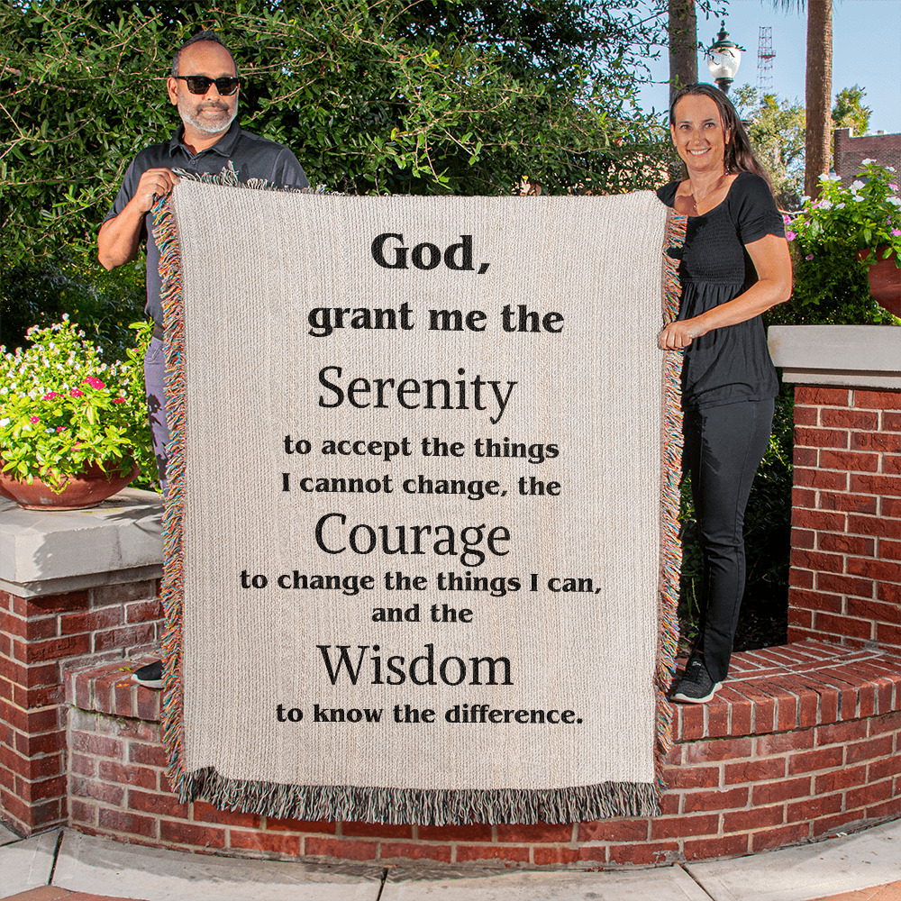 Serenity Prayer Woven Blanket, Serenity Prayer Cotton Throw, Housewarming Woven Blanket, Gift For Mom