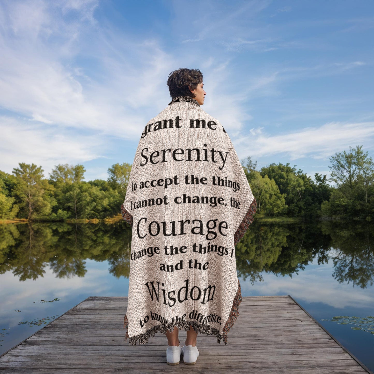 Serenity Prayer Woven Blanket, Serenity Prayer Cotton Throw, Housewarming Woven Blanket, Gift For Mom