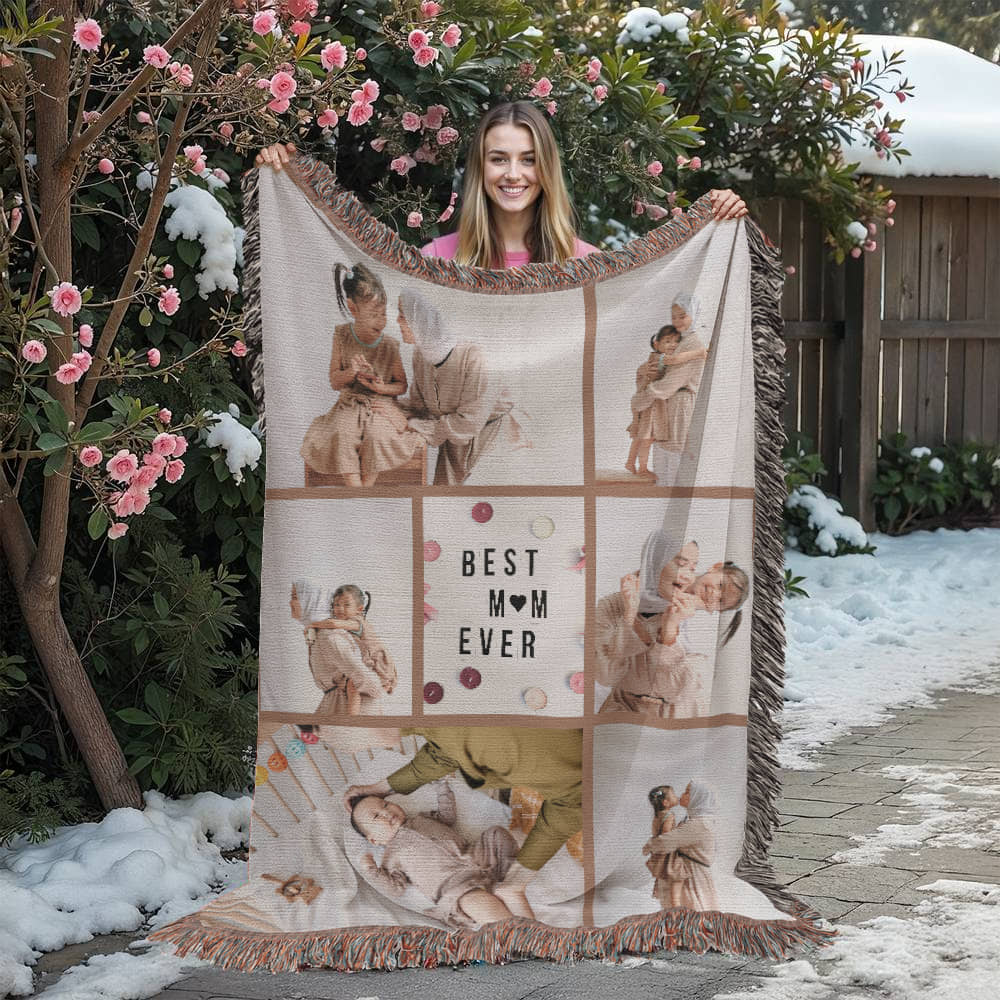 Personalized Mother Blankets, Best Mom Ever, Custom Photo Blanket, Unique Gift Ideas for Mothers Day Birthday and Anniversary, Family Gift