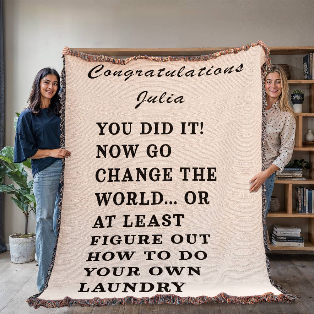 Graduation blanket, personalized grad gift, funny graduation gift, custom blanket, unique keepsake, humor message for graduates