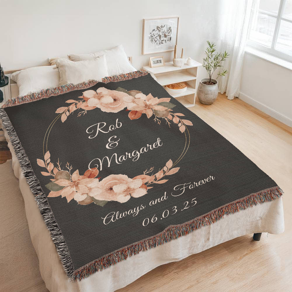 Personalized Wedding Tapestry, Monogram Blanket, Last Name Gift, Couple Keepsake, Mr and Mrs Anniversary Gift, Custom Initials