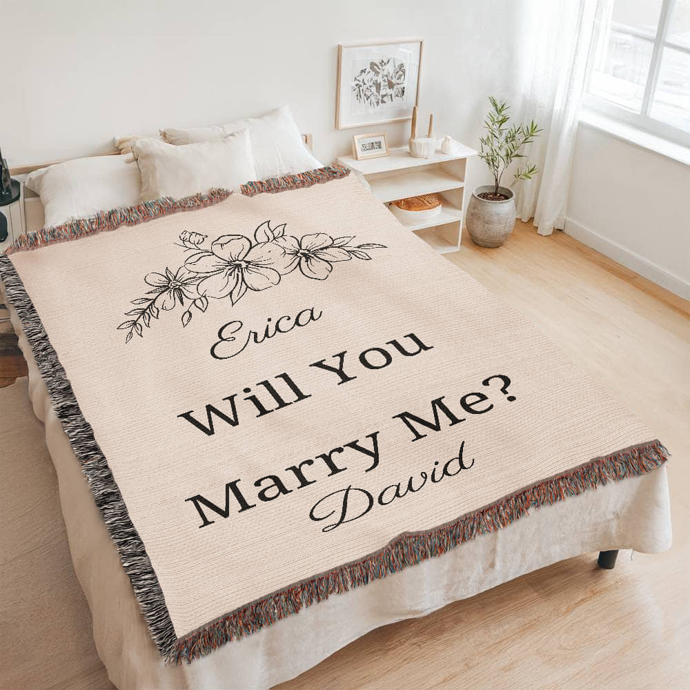 Custom Engagement Marry Me Blanket, Will You Marry Me Proposal Wedding Gift, Marriage Proposal Woven Blanket, Unique Proposal Gift Ideas