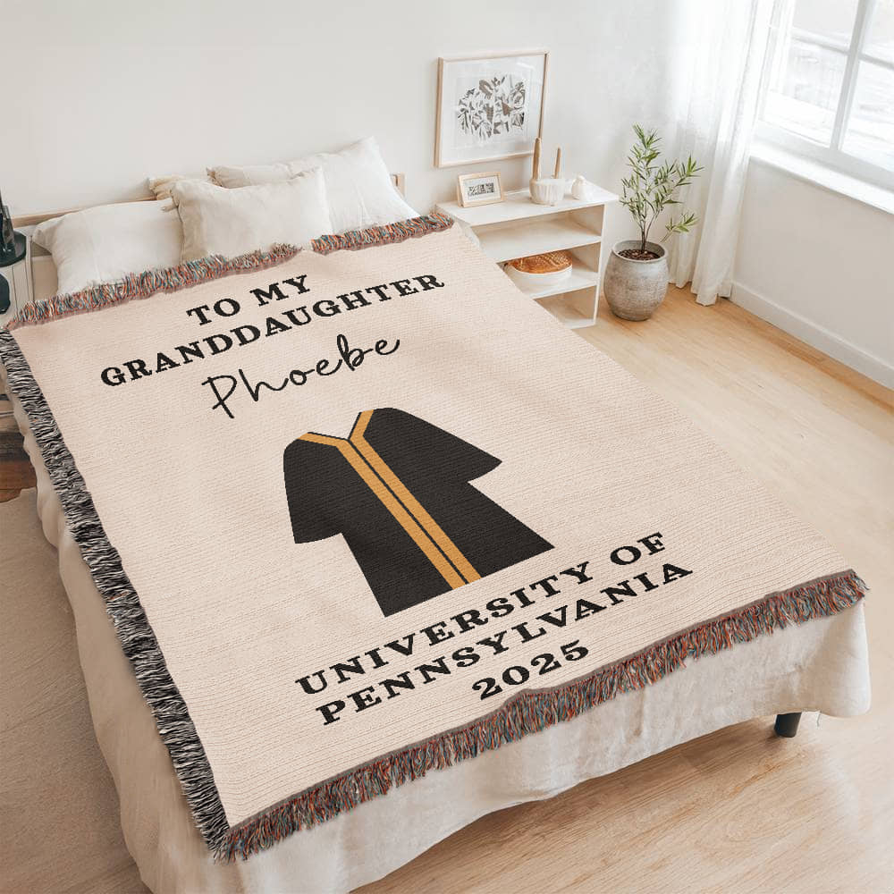 To My Granddaughter Graduation Blanket, University Name Gift, Graduation Present, College Graduation Blanket Gift for Her & Him