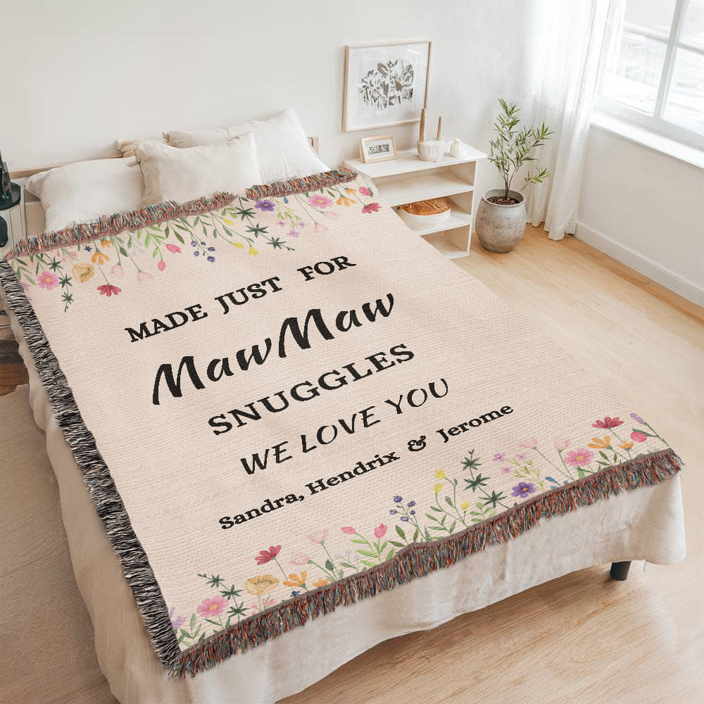 Grandma Birthday Gift Personalized Blanket, Mother's Day Gift, Grandma Gift from Granddaughter, Mother in Law Present, Custom Woven  Blanket
