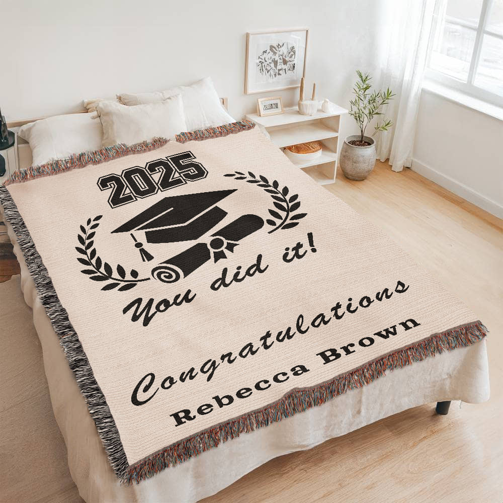 Personalized Graduation Blanket with Name, Customized Graduation Gifts, Custom Grad Gift, High School Grad Gift Ideas for Him & Her