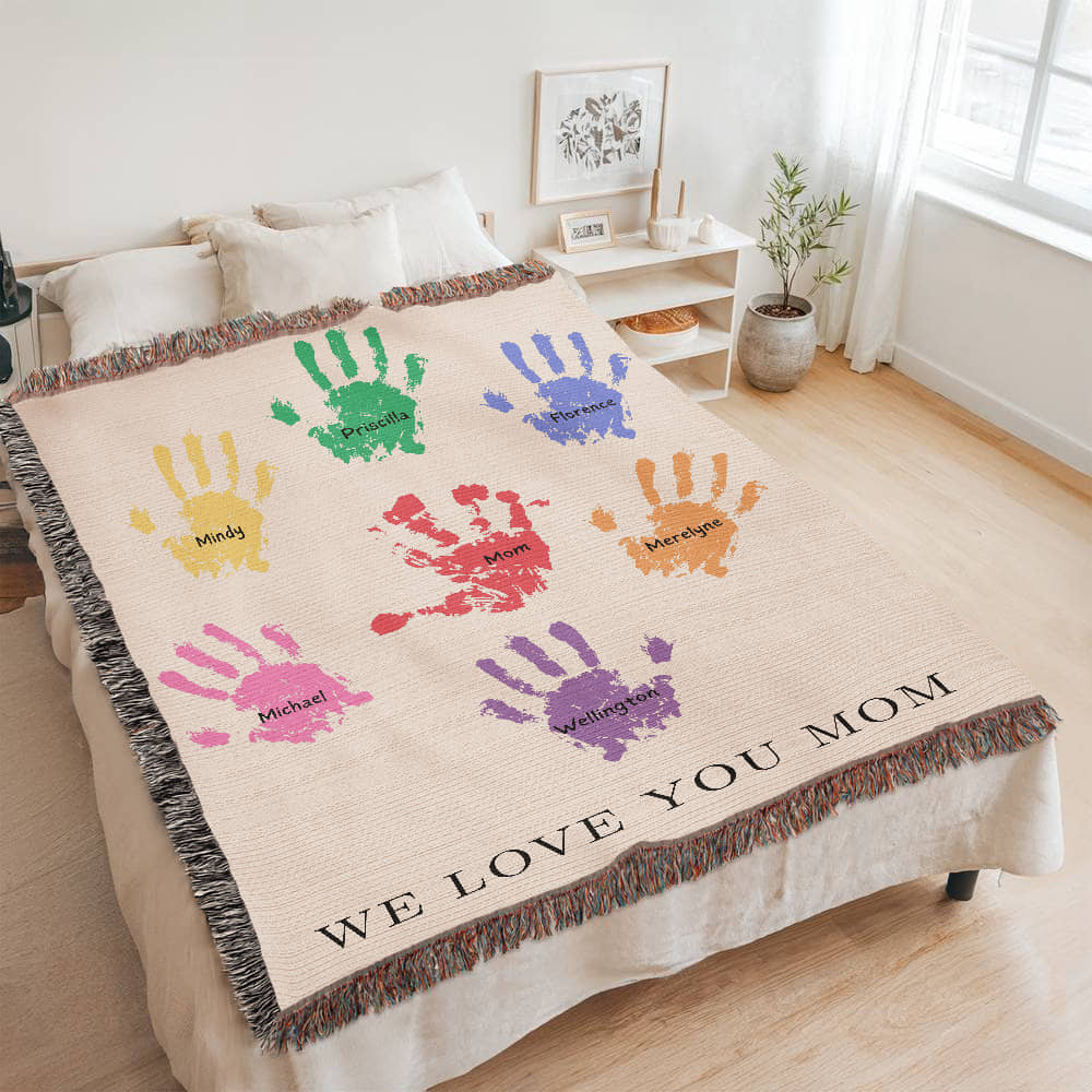 Christmas Blanket Mom Blanket Gift For Mom From Kids First Mother's Day Gift We Love You Mom Personalized Blanket from Kids We Love You