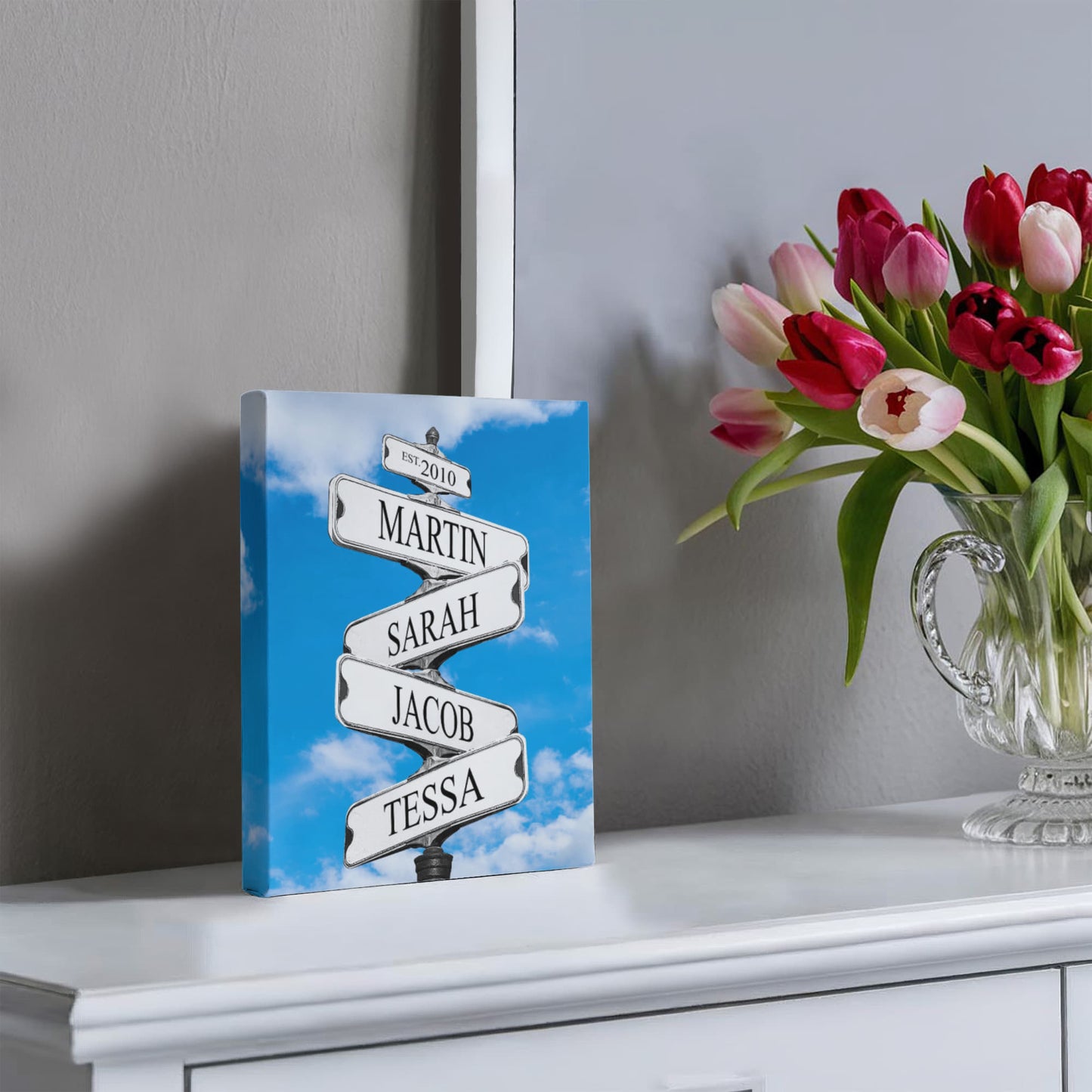 Personalized Family Names Sign, Multi Names Canvas Wall Art, Custom Street Sign Gift, Premium Wall Decor, Family Gift Idea