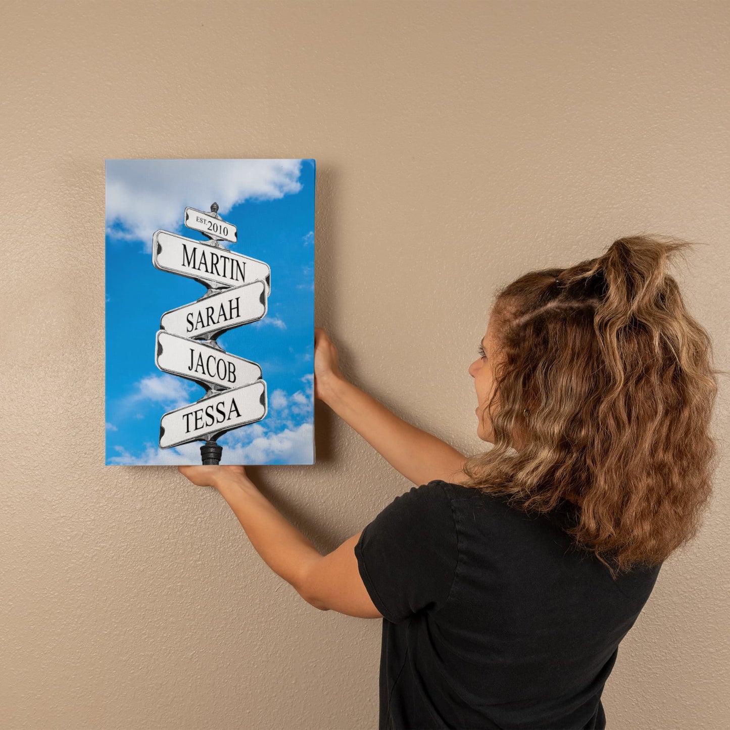 Personalized Family Names Sign, Multi Names Canvas Wall Art, Custom Street Sign Gift, Premium Wall Decor, Family Gift Idea