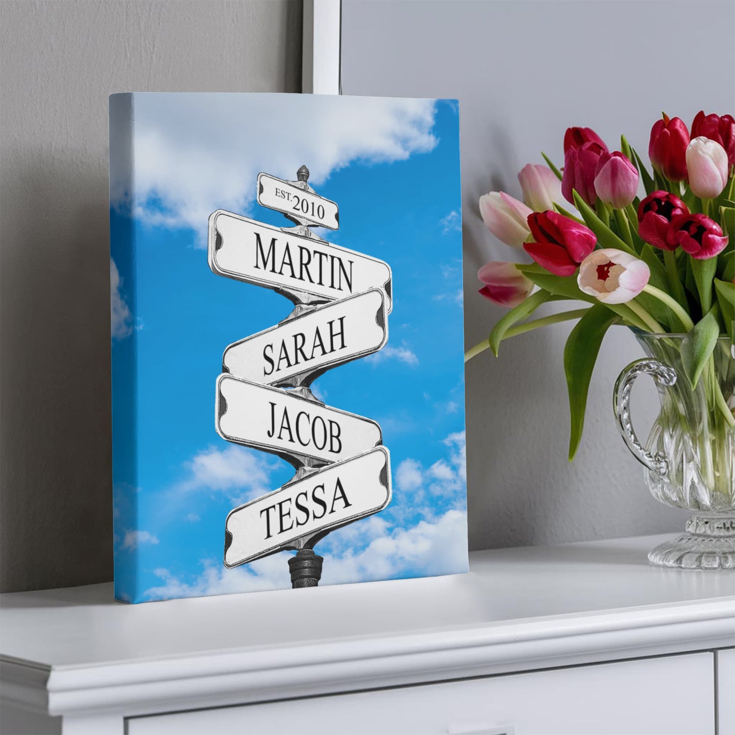Personalized Family Names Sign, Multi Names Canvas Wall Art, Custom Street Sign Gift, Premium Wall Decor, Family Gift Idea