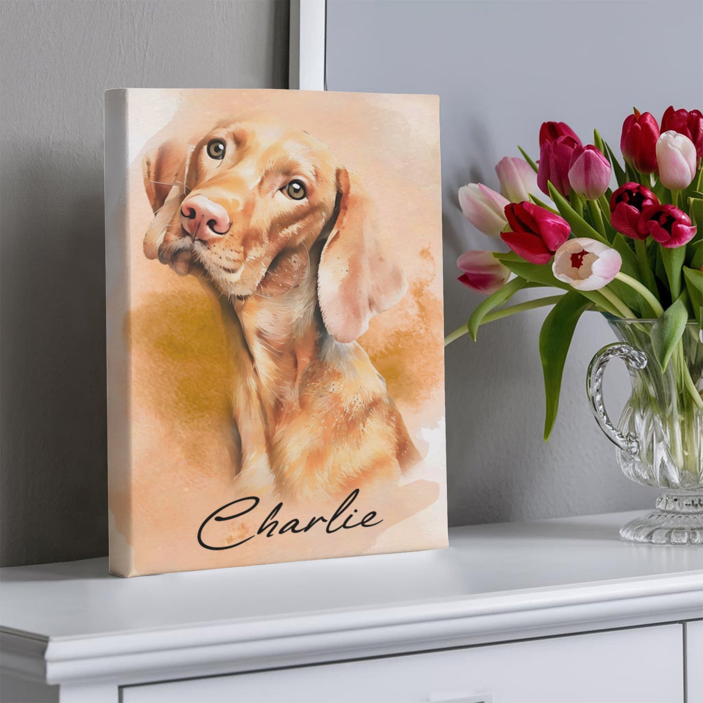 Personalized Pet Watercolor Portraits from photo canvas