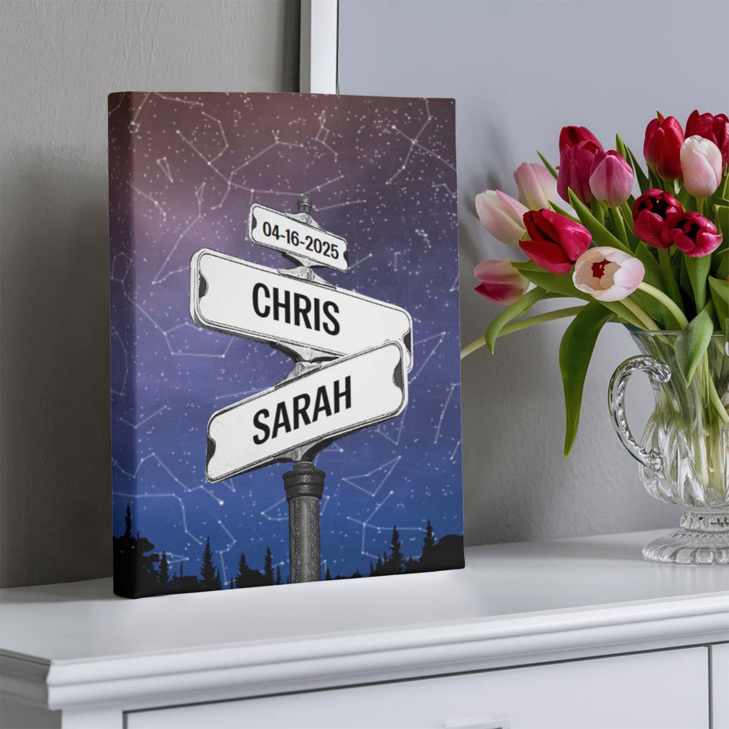Custom Street sign Star Map Poster, Couple Anniversary Gift