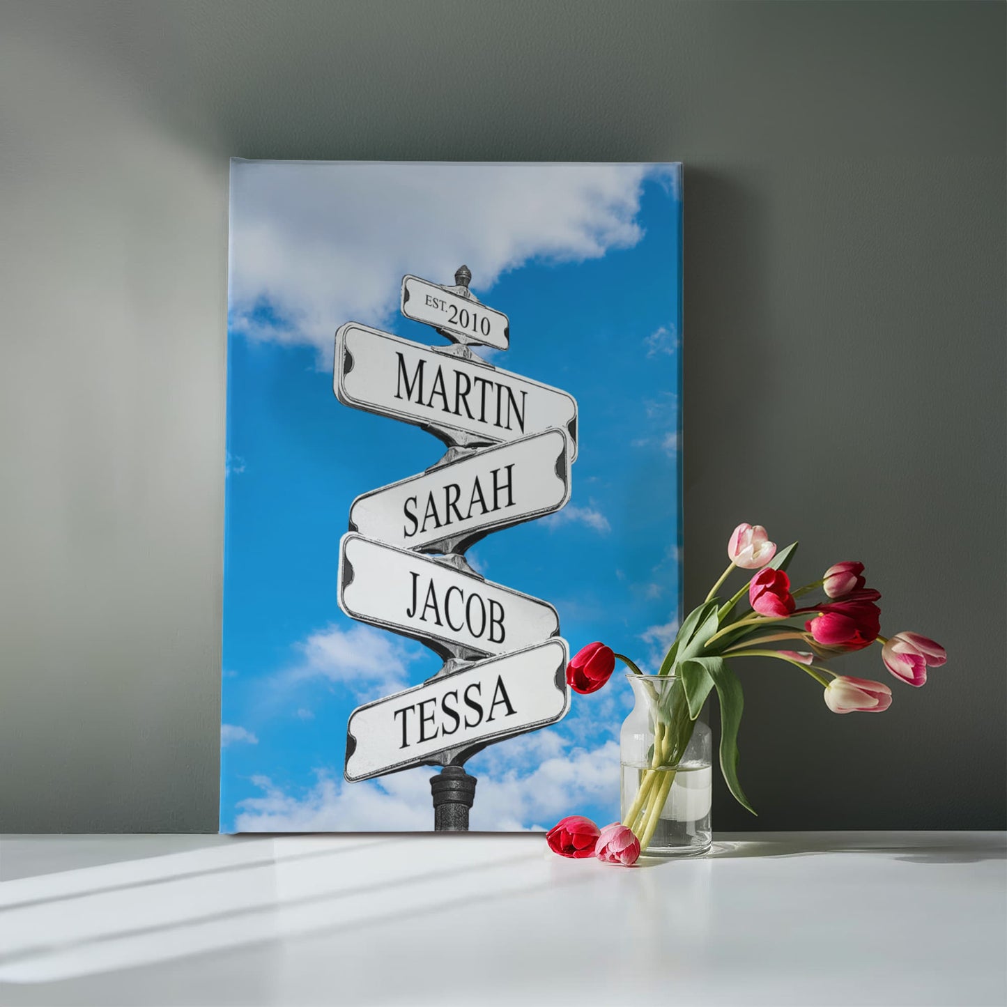 Personalized Family Names Sign, Multi Names Canvas Wall Art, Custom Street Sign Gift, Premium Wall Decor, Family Gift Idea