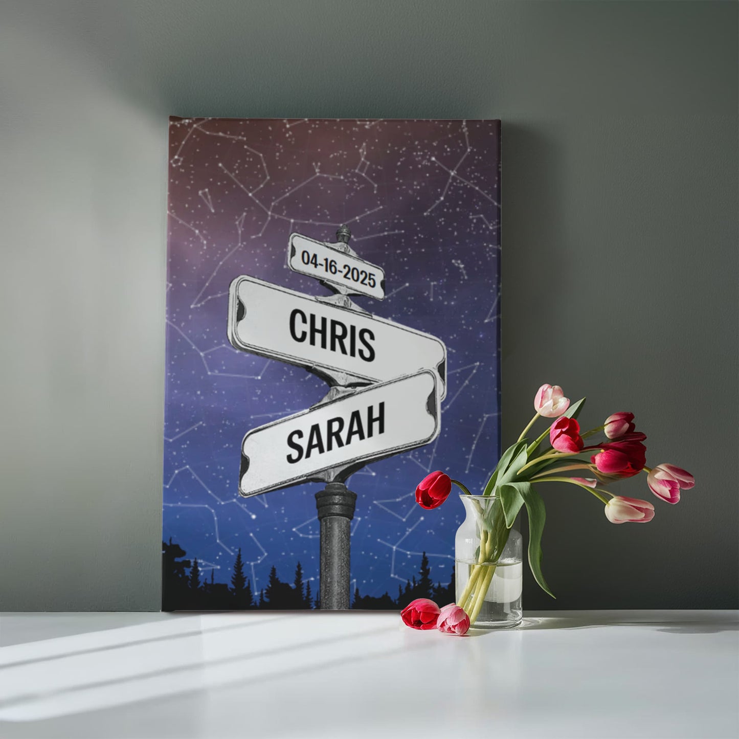 Custom Street sign Star Map Poster, Couple Anniversary Gift